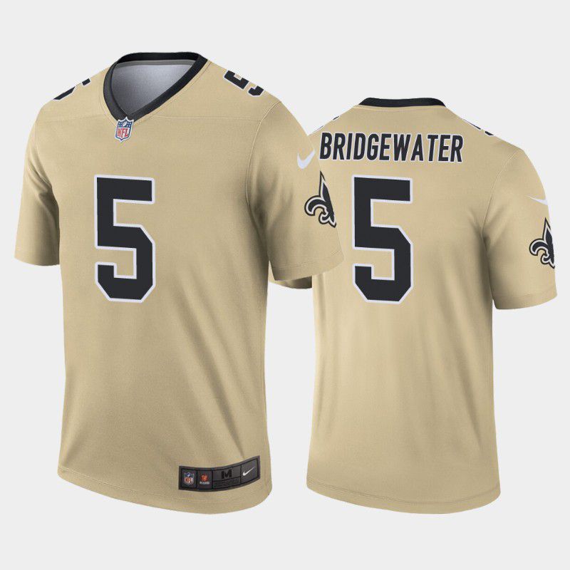Men New Orleans Saints 5 Teddy Bridgewater Nike Gold Inverted Legend NFL Jersey